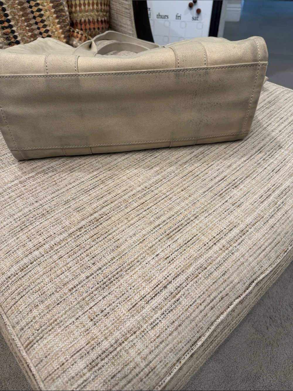 Marc Jacobs Canvas Tote Bag in Beige with White Logo - Picture 12 of 16